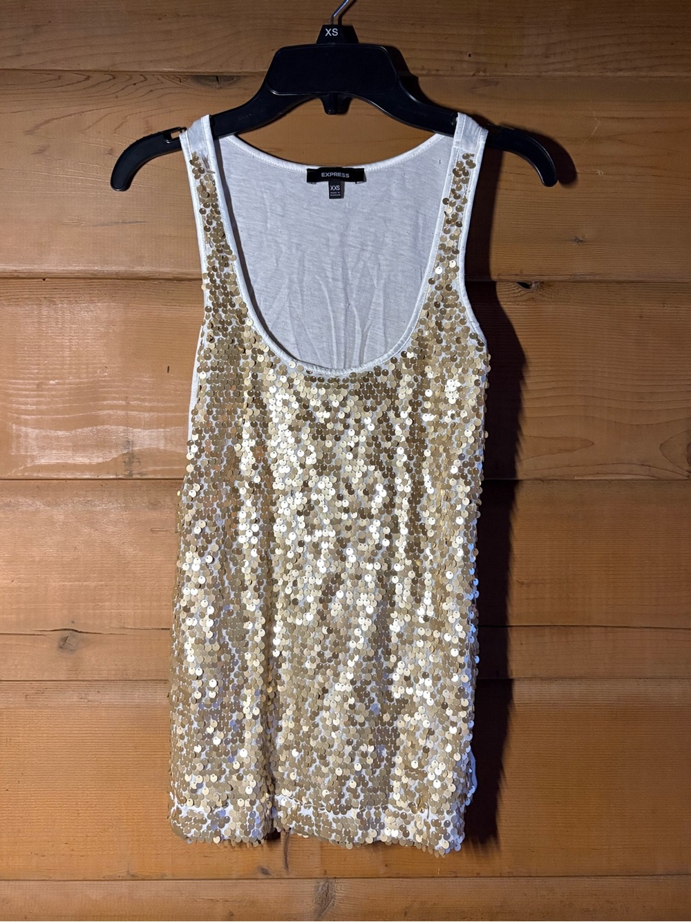 Express Gold Sequin Camisole Tank Top- Size XXS- Y2K- Festival- Concert